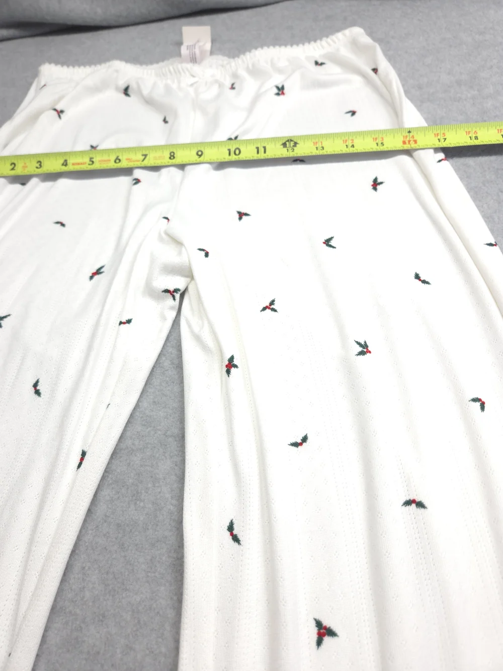0379 Auden White Short-Sleeve Pajama Set with Tiny Red & Green Floral Motif